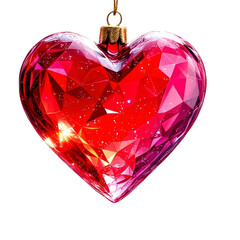  Glass heart ornament transparent red, isolated on transparent background