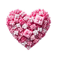  Pink and white gift bow heart pattern, isolated on transparent background