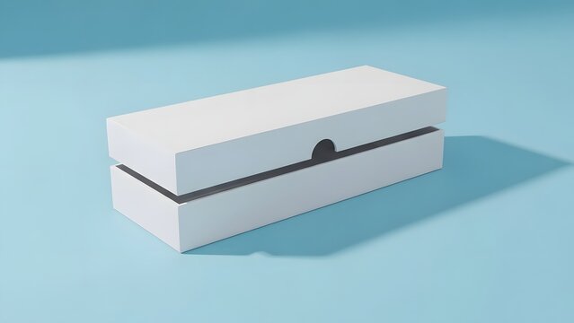Minimalist 3D Render of White Rectangular Slipcase Box Mockup on Blue Background