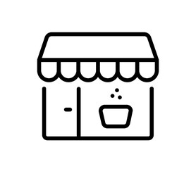 Coffee shop, coffee maker icon, vector flat black outline illustration