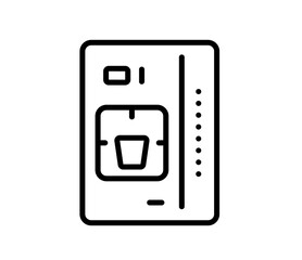 Coffee maker, vending machine icon, vector flat black outline illustration
