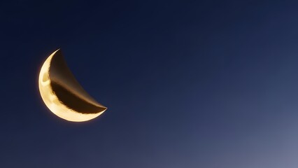 Moonlit Serenity: The crescent moon ascends the twilight sky, casting a gentle glow that whispers of tranquility and the mysteries of the night.