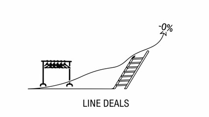 Ladder to success with a graph showing rising profits and a clothing rack