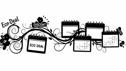 Celebrate eco deals and discounts with floral accents and a calendar timeline