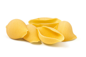 Conchiglioni wheat pasta isolated on a white background
