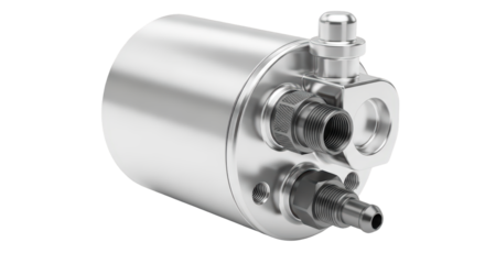 Detailed silver metallic components, pump part, isolated on a transparent background PNG (गियर भाग)