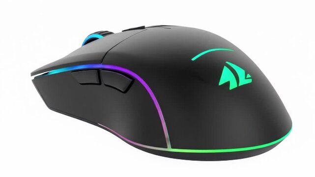 Gaming Mouse with RGB Lighting on White Background.