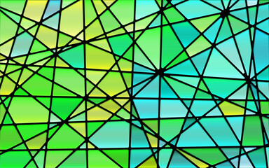 abstract vector stained-glass mosaic background - green and blue