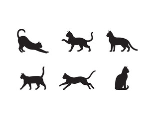 Cats Silhouette Set Vector