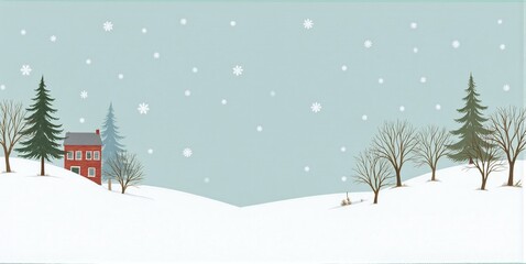 Snowy pine forest landscape background with falling winter snowfall