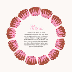 Design of a candy store banner frame.  Template for bakeries, cafes, birthdays, cards, menus, pastries, or graphic design.