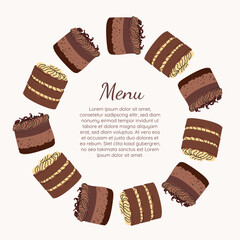 Design of a candy store banner frame.  Template for bakeries, cafes, birthdays, cards, menus, pastries, or graphic design.