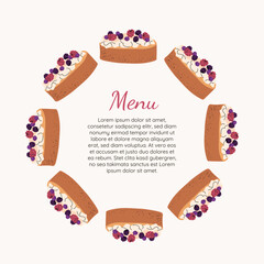 Fun hand drawn cake frame. Great for birthday parties, banners, menu. Vector design
