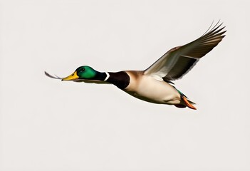 Obraz premium A view of a Mallard Duck in flight