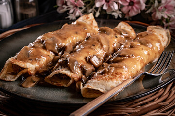 pancakes with mushroom sauce