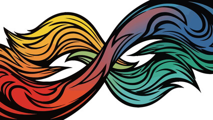 Abstract floral tribal tattoo design with black butterfly silhouette pattern and swirl elements