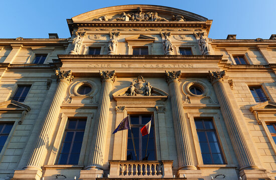 Facade of the building housing the Court of Cassation, the highest court in the French judicial system