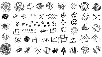 Doodle Collection: A diverse compilation of hand-drawn doodles, perfect for adding a touch of artistic flair and unique style to any design. 