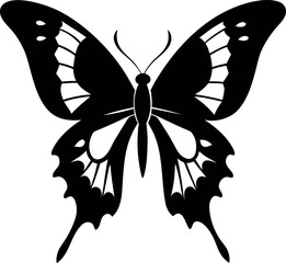 Elegant Swallowtail Butterfly Silhouette with Intricate Wing Patterns