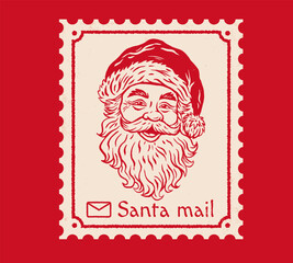 Vintage vector postcard with Santa Claus. Vector vintage card with Santa for Christmas and New year.