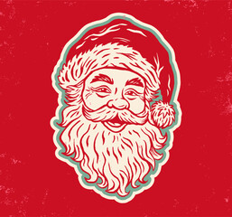 Vintage vector illustration of Santa Claus. Vector retro vintage card with Santa for Christmas and New year.