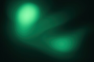Obraz premium Ethereal green abstract light forms illuminating a dark background, creating a mysterious and tranquil atmosphere.