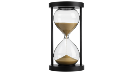 Hourglass with Brown Sand on White Background