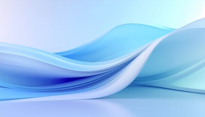 Minimal Corporate Light Blue Abstract Gradient Background with Smooth Flowing Ribbon Waves