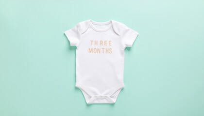  Baby Onesie on Mint Green Background &ndash; Milestone Flat Lay

