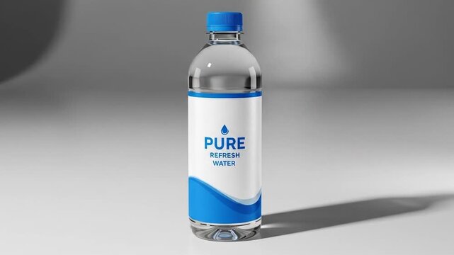 Pure Mineral Water Bottle Mockup with Clean Label.