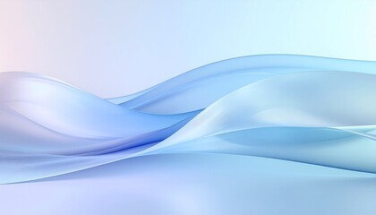 Minimal Soft Blue Abstract Gradient Background with Flowing Ribbon Waves and Copy Space
