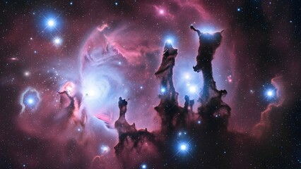 Cosmic Tapestry: A mesmerizing depiction of a nebula, showcasing swirling clouds of gas and dust, illuminated by the radiant glow of distant stars.