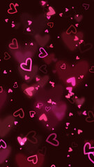 Floating Pink and Red Hearts on Dark Background