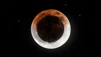 Celestial Eclipse: Witness a mesmerizing celestial event as the moon undergoes an eclipse against the backdrop of the star-studded night sky.