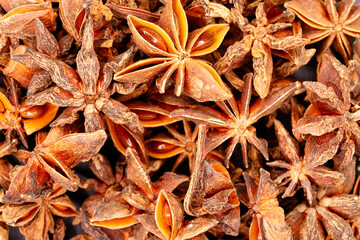 Star anise spice showing fragrant seed pods