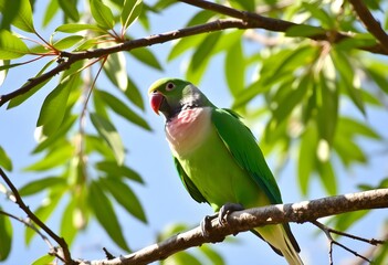 Obraz premium A view of a Parrot in a tree