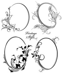 Set of four rich decorated oval frames for Your design.