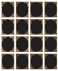 Set of 16 rich decorated, elegant decorative gold frames and borders for your design