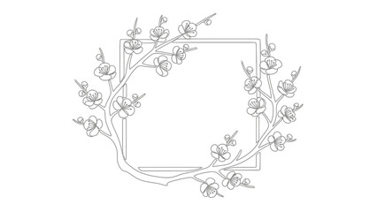 Obraz premium Elegant Christmas Wreath Frame with Blossoms and a Square Center Design for Holiday Decoration