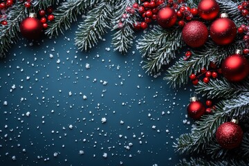 Minimal Christmas background with decorative elements and space for text in 8K resolution