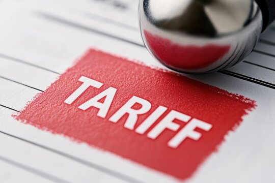 Graphic layout of a red stamp on a document with the text tariff in a minimal style