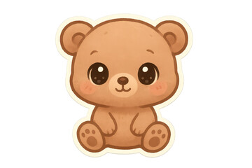 Obraz premium Cute teddy bear illustration, adorable animal on transparent background