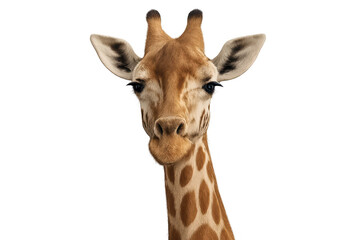 Fototapeta premium Giraffe portrait close-up with transparent background for your designs.