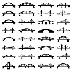 Fototapeta premium Row of Bridge Silhouettes: Architectural Bridge Designs in Black and White