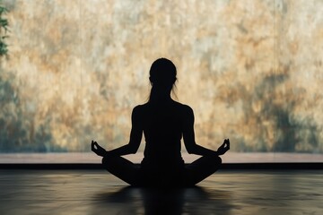 Person practicing yoga in lotus pose with minimal background at a quiet location