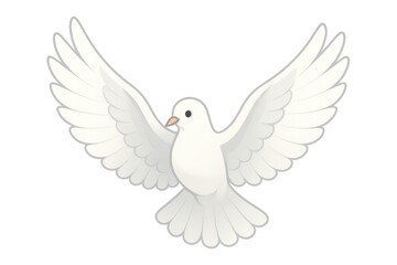 Obraz premium White flying dove with spread wings on a transparent background image.
