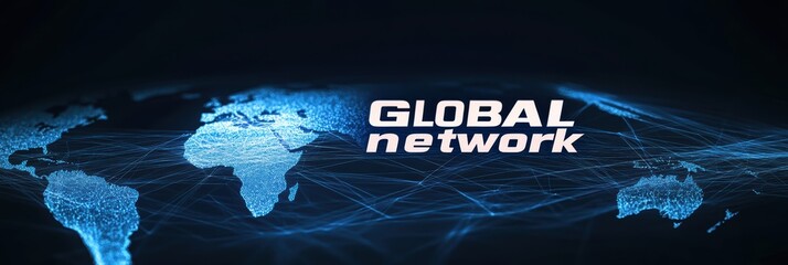 Global network visual showing connections between continents with minimal design in high resolution