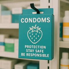 box of condoms on display for sale AI generated