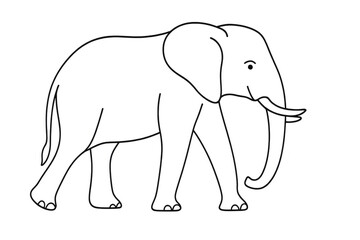 Fototapeta premium Elephant line drawing art in black with transparent background image