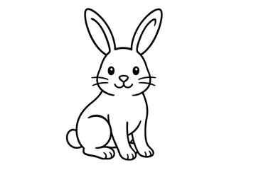 Cute bunny outline on transparent background, simple and clean style.